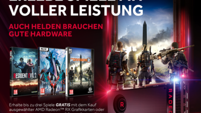 Resident Evil 2, Devil May Cry 5 & The Division 2 GRATIS zu AMD Radeon-GPUs & Komplett-PCs!