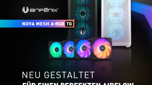 BitFenix Nova Mesh TG A-RGB mit vier adressierbaren RGB-Lüftern jetzt erhältlich!