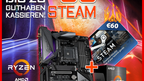 Gigabyte / Aorus B550- & B450-Mainboards + AMD Ryzen 5000 CPU mit bis zu 60 Euro Steam-Guthaben!