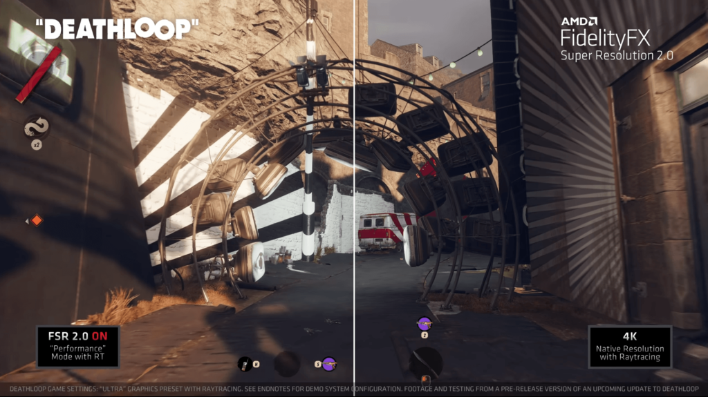 Das Bild zeigt FSR 2.0 in Deathloop.