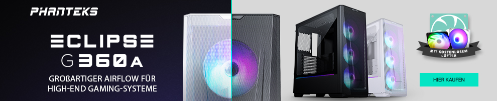 Jetzt zusätzlichen Gratis-Lüfter zum PHANTEKS Eclipse G360A Midi-Tower sichern!