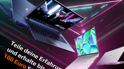 Ausgewählte Gigabyte / Aorus Gaming-Notebooks mit GeForce RTX 4000 Grafikkarten jetzt mit bis zu 100 Euro Steam-Guthaben!