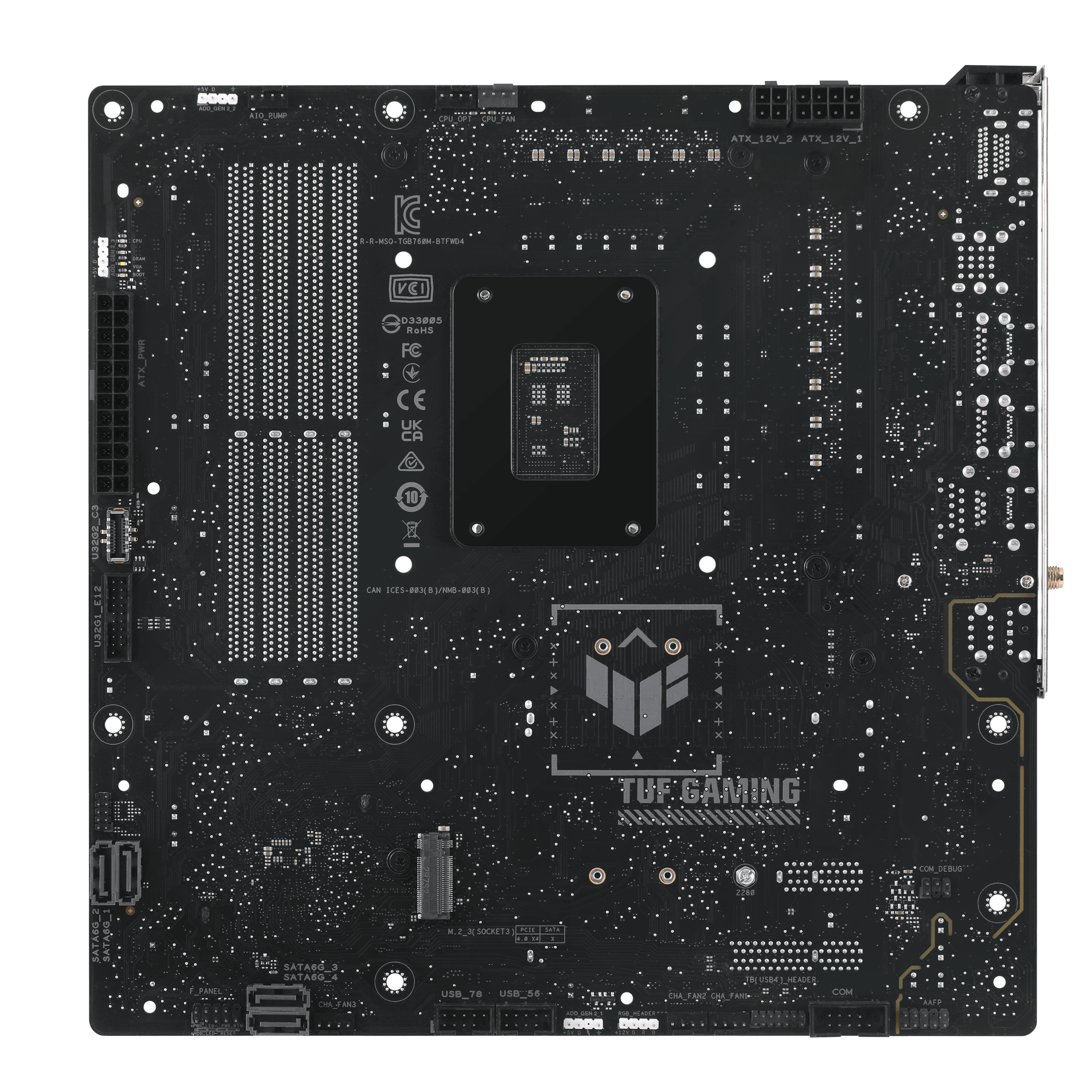 Die Rückseite des ASUS TUF Gaming B760M-BTF Wifi D4