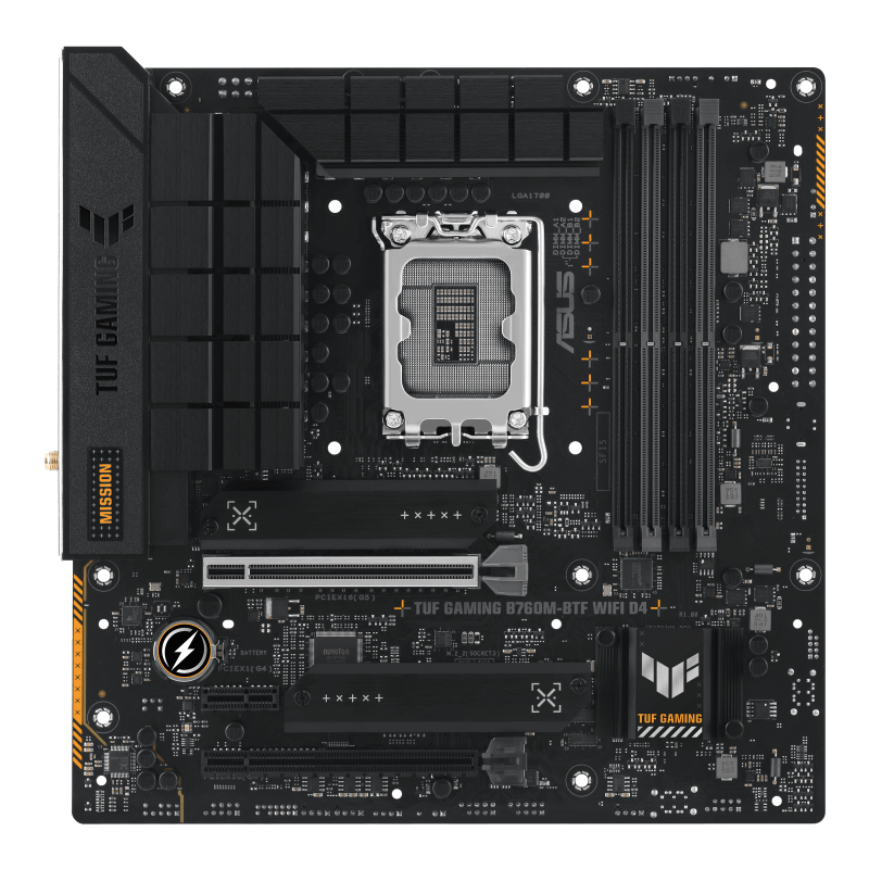 Die Vorderseite des ASUS TUF Gaming B760M-BTF Wifi D4