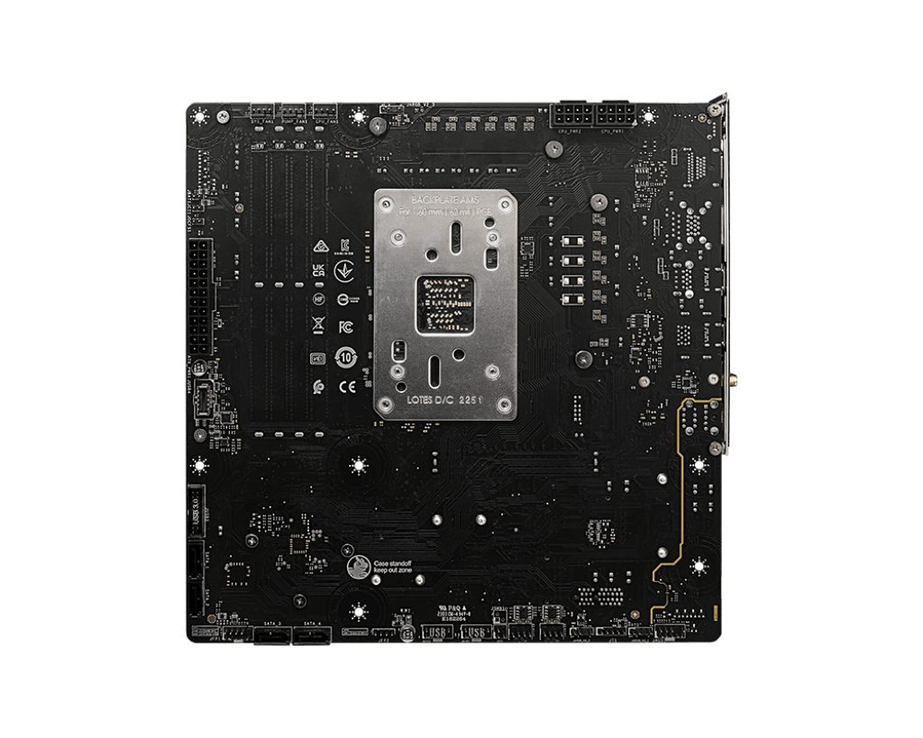 Die Rückseite des MSI B650M PROJECT ZERO