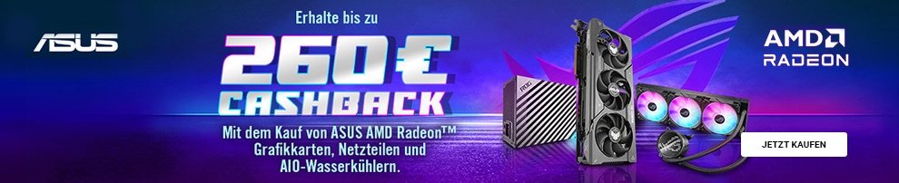 Ausgewählte ASUS Radeon RX 7000-Grafikkarten, Netzteile und AiO-Wasserkühlungen jetzt mit bis zu 260 Euro Cashback!