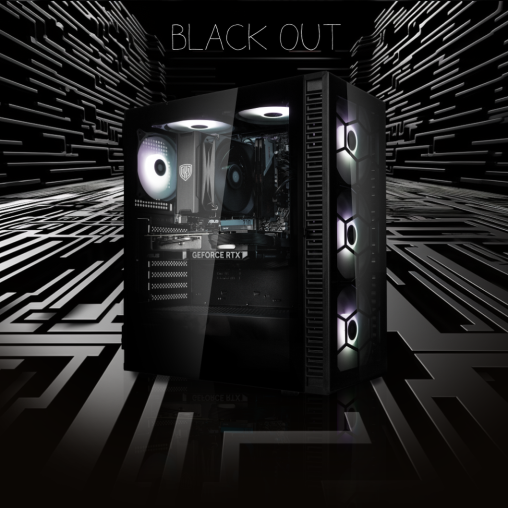 Gaming-PC Black Out von King Mod Systems – Ideal für Star Wars Outlaws mit minimalen Systemanforderungen