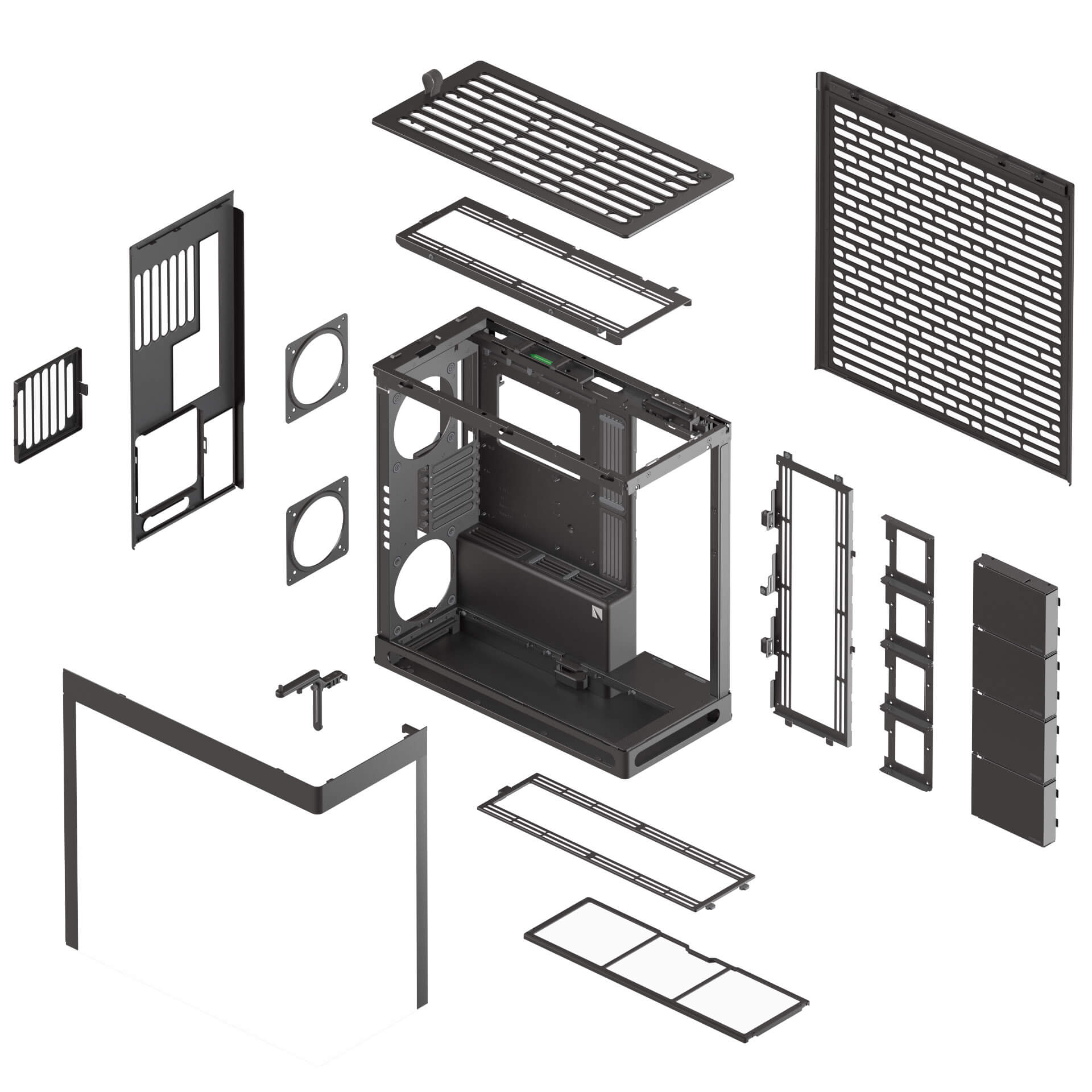 Schwarzes HAVN HS 420 Midi-Tower PC-Gehäuse mit elegantem Design