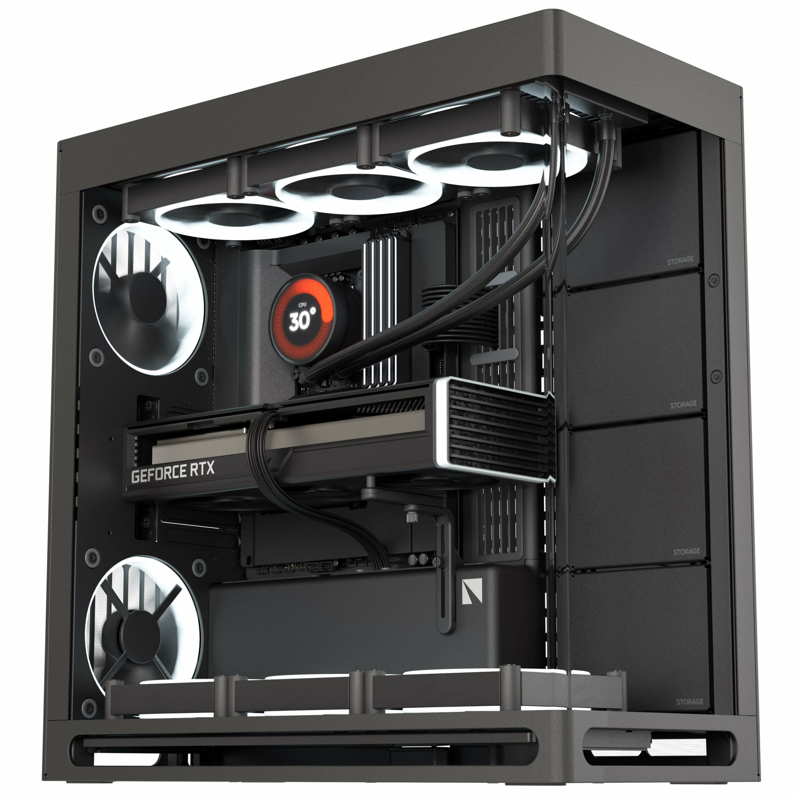 Schwarzes HAVN HS 420 Midi-Tower PC-Gehäuse mit elegantem Design