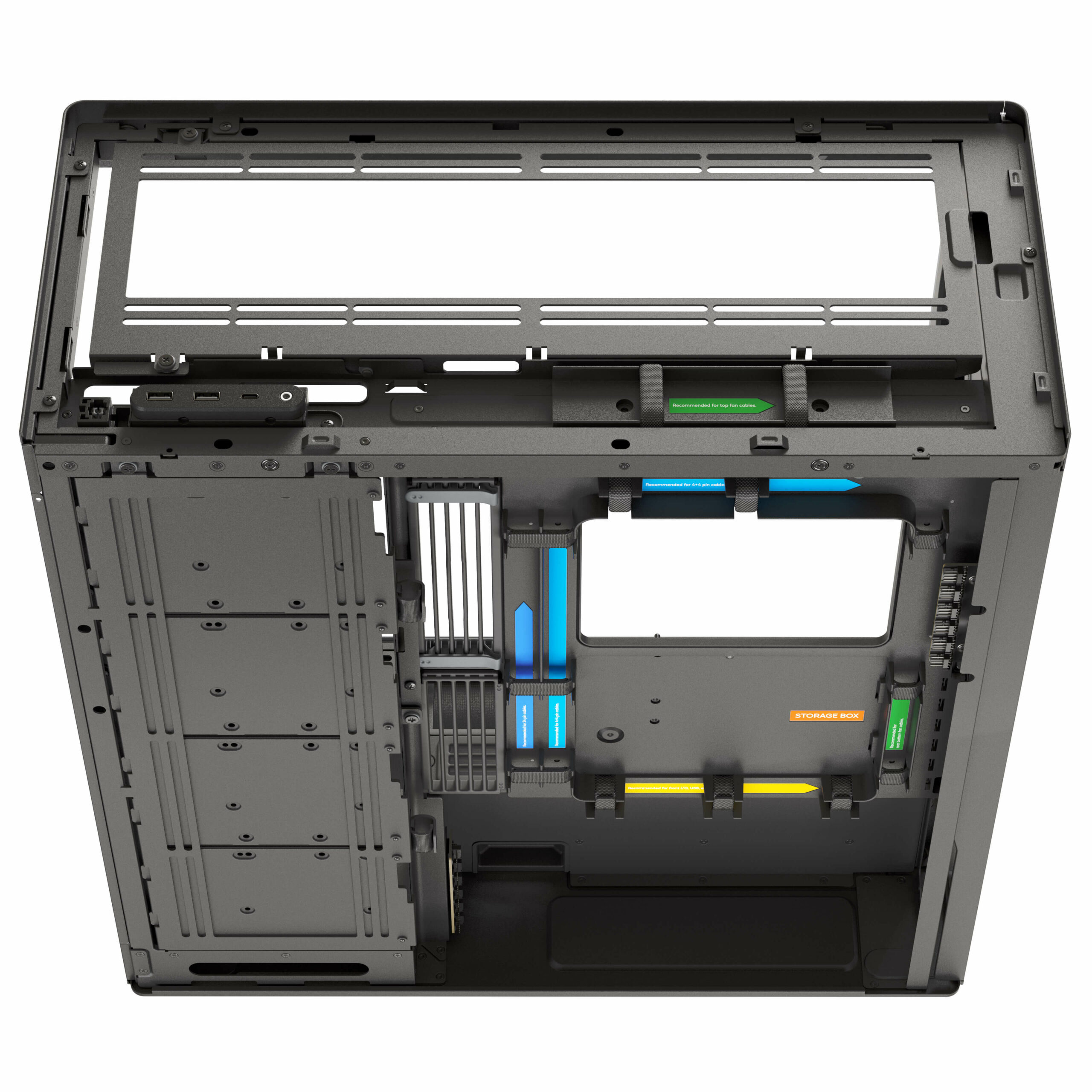 Schwarzes HAVN HS 420 Midi-Tower PC-Gehäuse mit elegantem Design