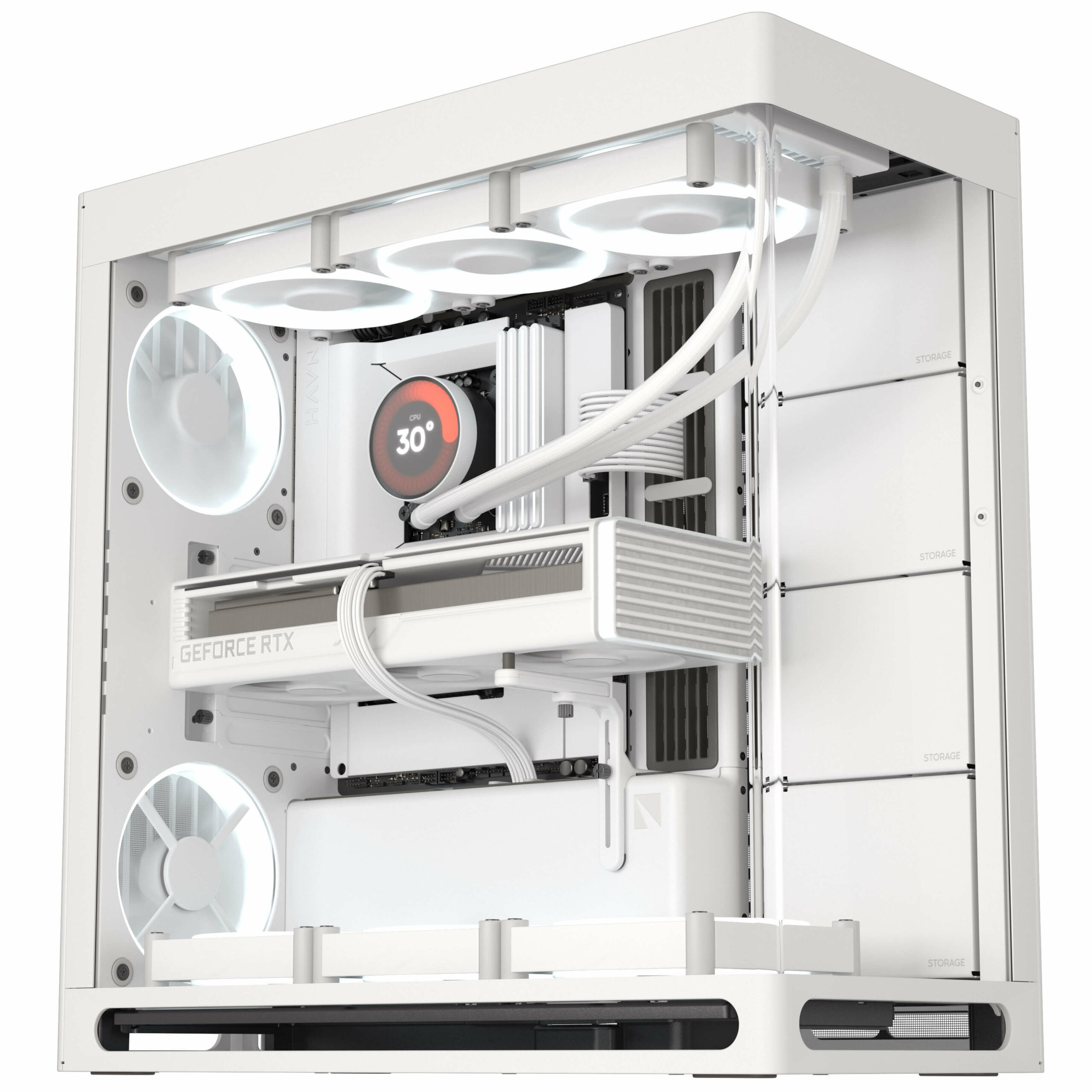 Weißes HAVN HS 420 Midi-Tower PC-Gehäuse mit minimalistischem Design