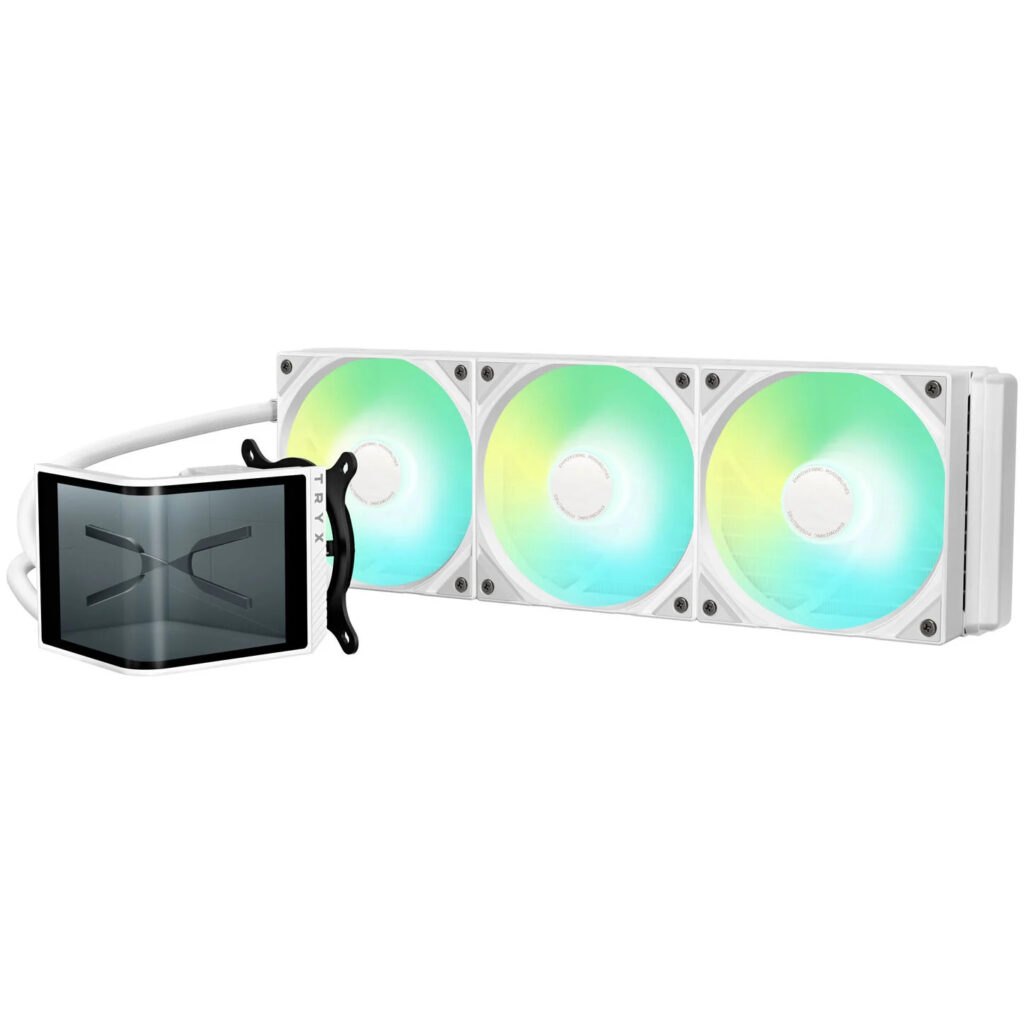 Weiße AIO-Wasserkühlung mit OLED-Display von TRYX