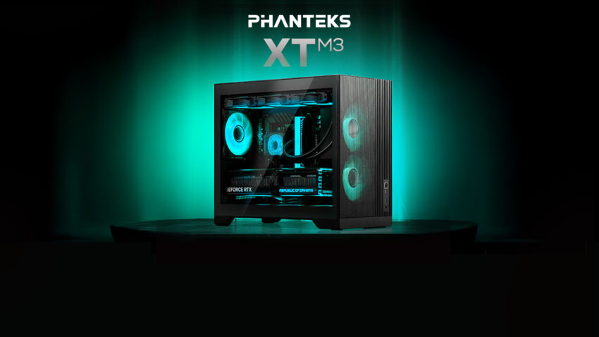 Phanteks XT M3 PC Gehäuse mit blau / schwarzem Hintergrund