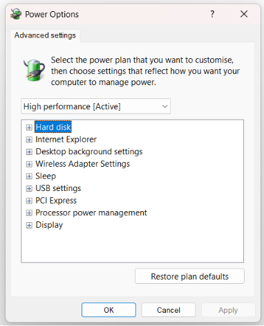Energieoptionen in Englisch