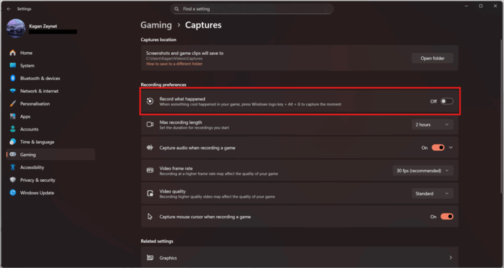 Windows-Gaming-Einstellungen in Englisch