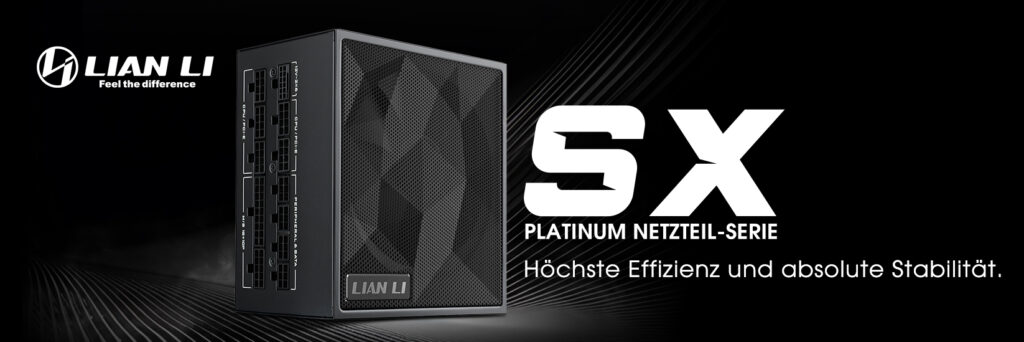 Banner mit dem Lian Li SX Platinum Netzteil von vorne