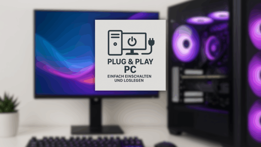Gaming Setup mit schrift im Vordergrund