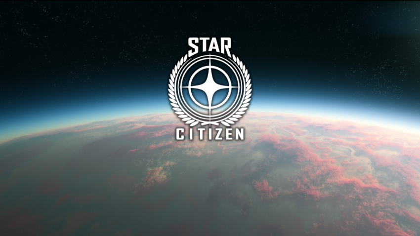 Planet im Hintergrund mit Star Citizen Logo im Vordergrund