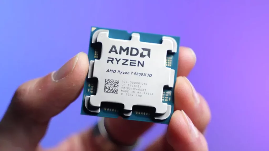 Detail Shot eines AMD Ryzen 7 9800 X3D Prozessor