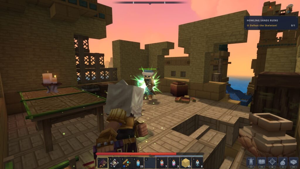 Screenshot aus dem Spiel Hytale während einer kampfsituation