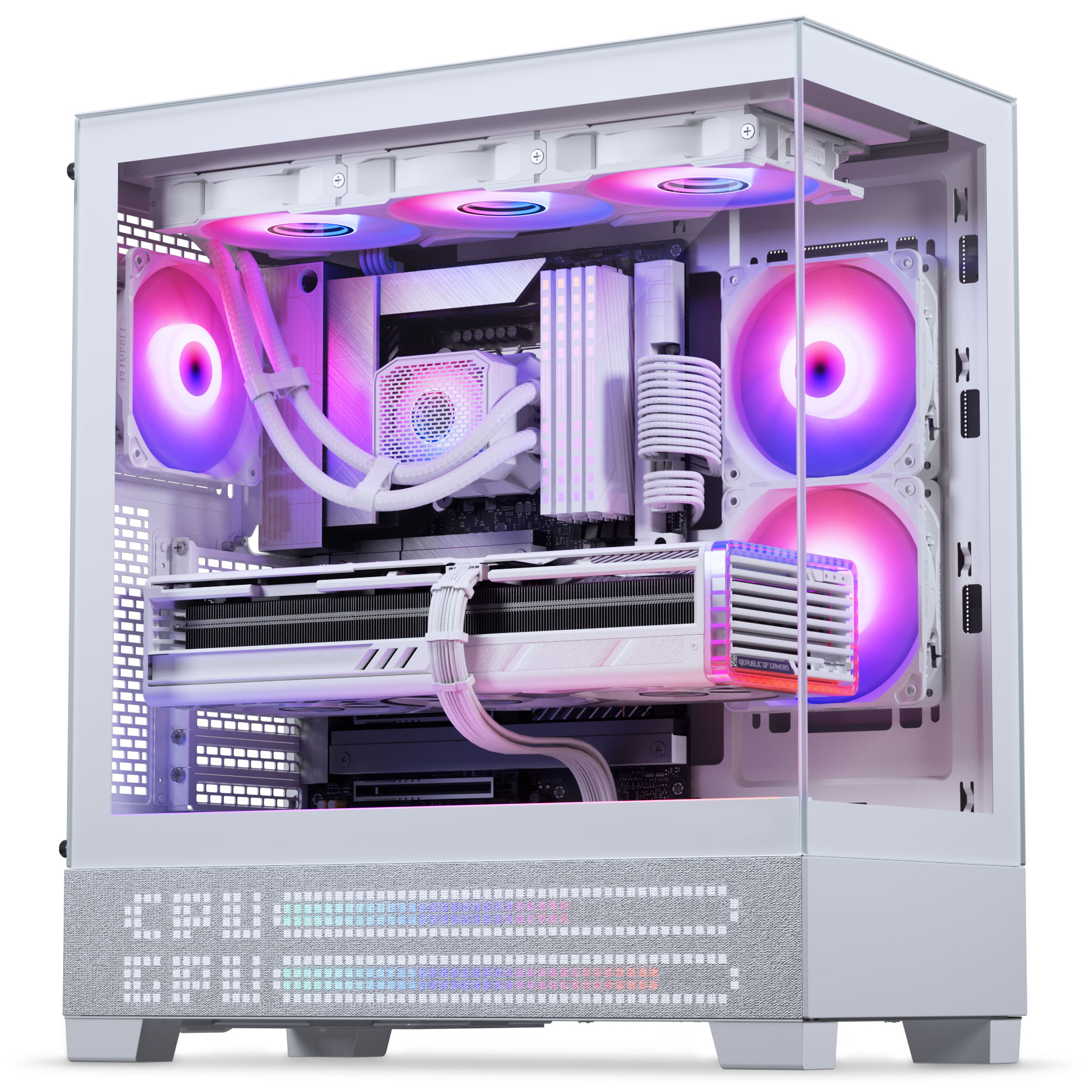 Phanteks XT View Matrix PC-Gehäuse mit eingebauter Hardware, seitlich schräg