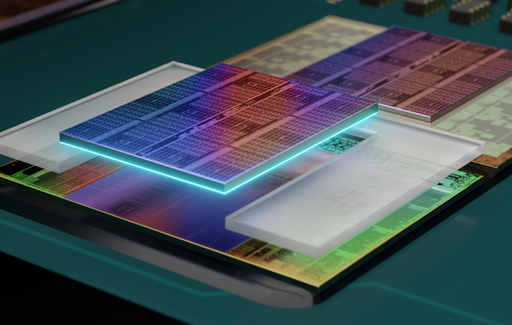 3D-Animation des Ryzen 7 9850X3D mit Fokus auf 3D-V-Cache