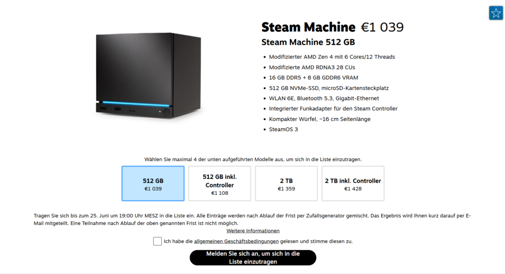 Steam Machine Preise