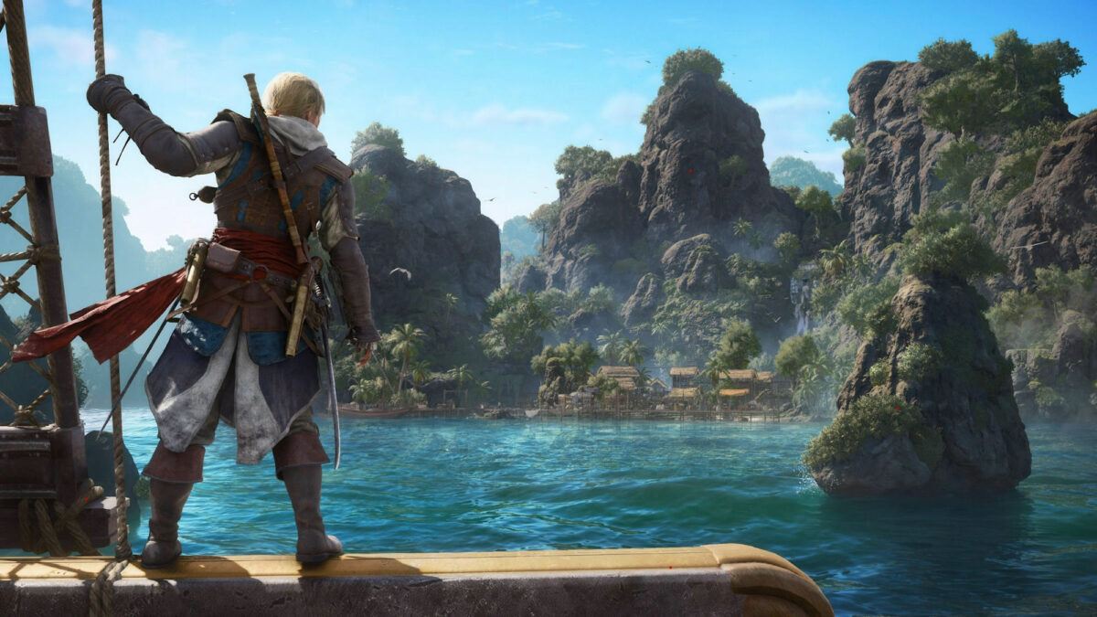 Edward Kenway blickt auf tropische Insel