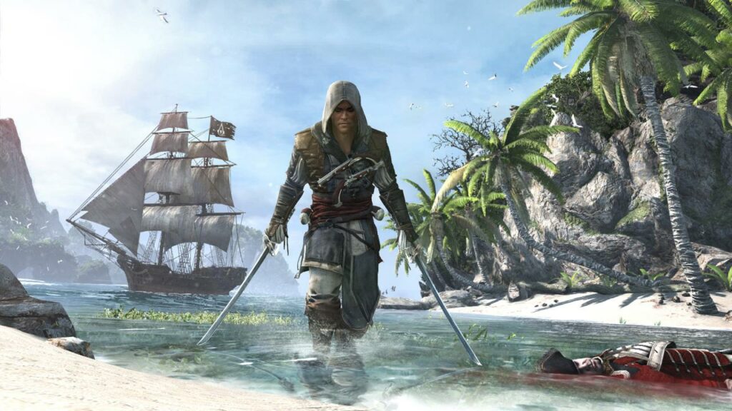 Edward Kenway am Strand in Black Flag