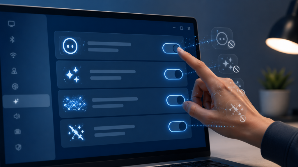 Hand deaktiviert einzelne KI-Funktionen in den Windows-Einstellungen manuell