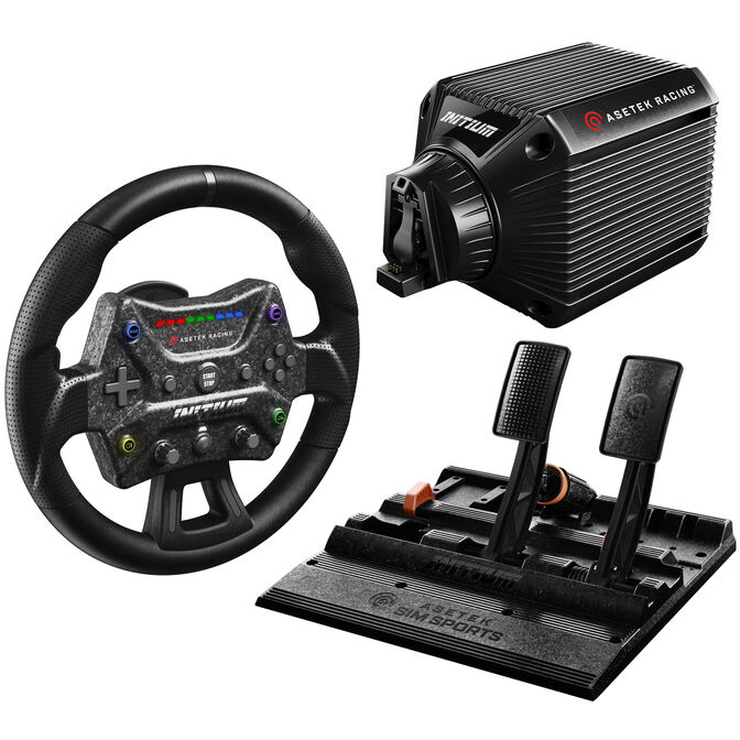 Asetek Initium Bundle mit Lenkrad, Wheelbase und Pedalen