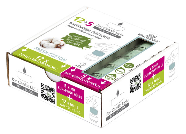 Duftteelichte REFILL COTTON in mint aus Wachs