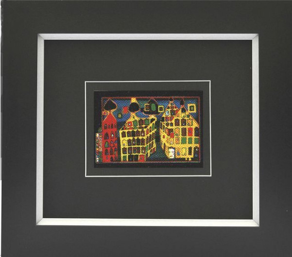 Kunstdruck HUNDERTWASSER in mehrfarbig aus Glas