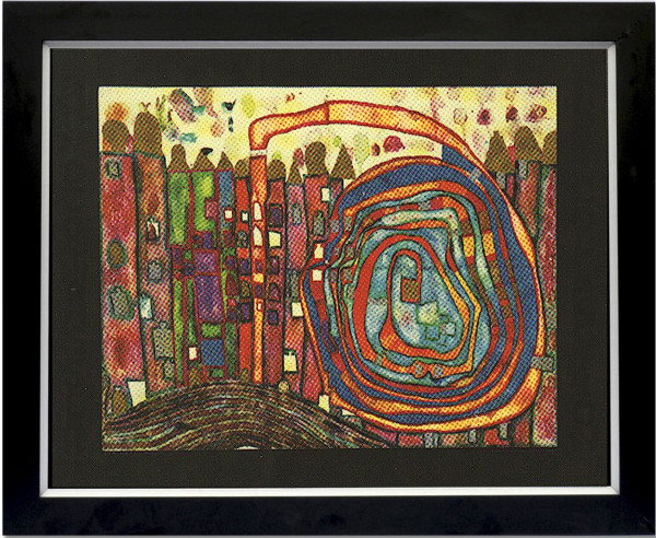 Kunstdruck HUNDERTWASSER in mehrfarbig aus Glas