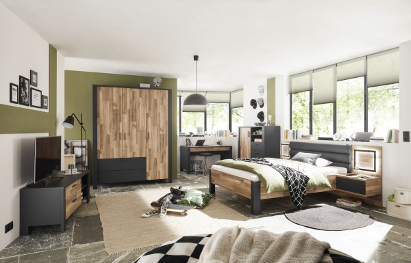 Schreibtisch HARPER BRAGA in graphit aus Dekor