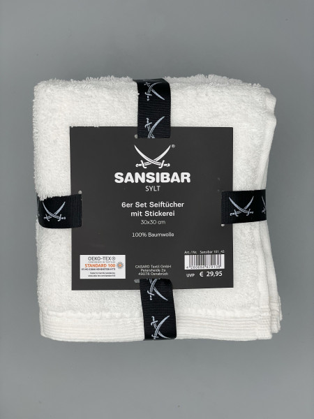 Seiftuch 6er-Set SANSIBAR in weiß aus Baumwolle