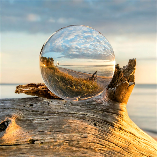 Glasbild DROP ON WOOD in bunt aus Glas