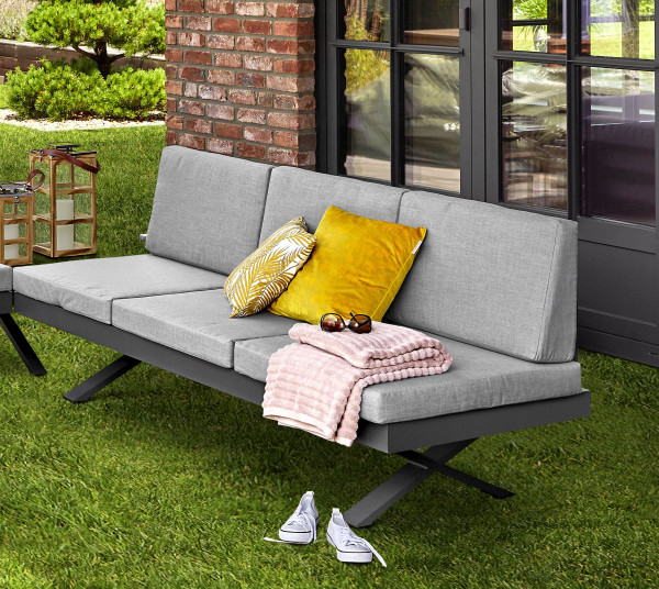 Gartensofa MAIKE rechts in grau aus Aluminium