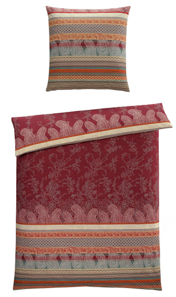 Bettwäsche TIZIANO Satin in rot aus Baumwolle