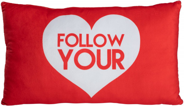 Kissen FOLLOW YOUR HEART in rot aus Polyester