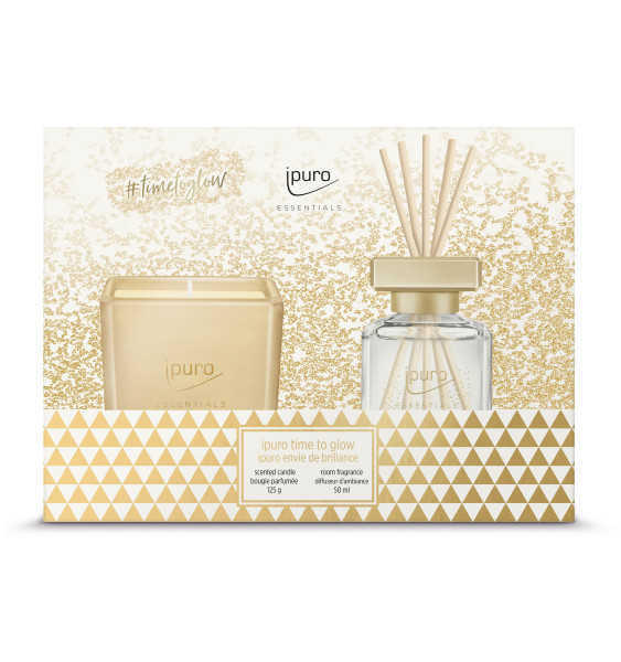 Raumduft-Set ipuro TIME TO GLOW in goldfarben aus Glas