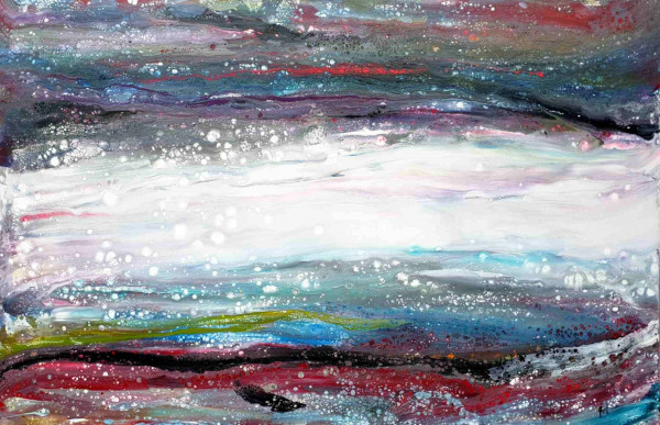 Bild ABSTRAKT POURING in bunt aus Holz