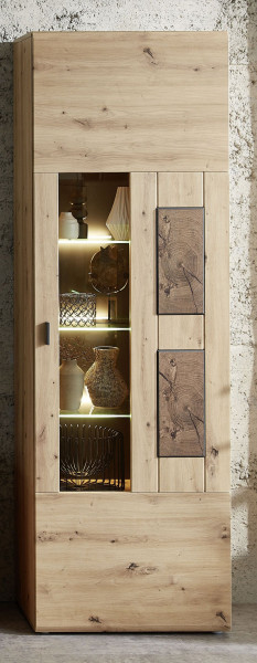 Vitrine vito LAVADO in Artisaneiche aus Dekor