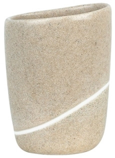 Zahnputzbecher ETNA sand in braun aus Polyresin