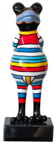Skulptur GESTREIFTER FROSCH in bunt aus Kunststoff