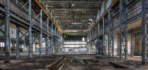 Akustikbild WERKSHALLE 3 in mehrfarbig aus Materialmix