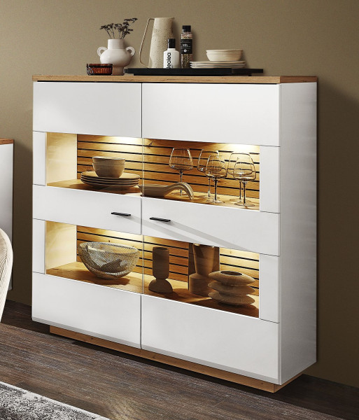 Highboard HARPER WENTWORTH in weiß aus Dekor