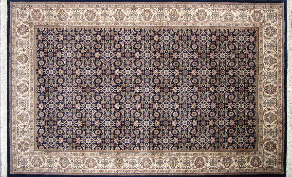 Teppich Alwar Herati 90x160 in blau aus Schurwolle