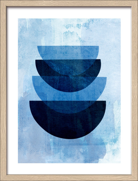 Gerahmtes Bild ONLY BLUE III in mehrfarbig aus Glas satiniert