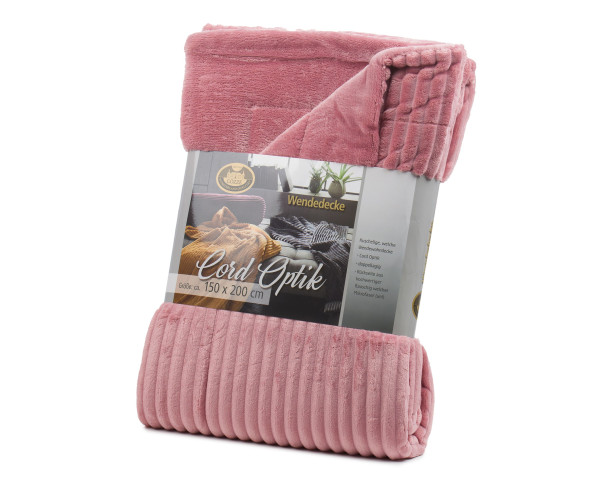 Wohndecke Cord in Altrosa aus Polyester